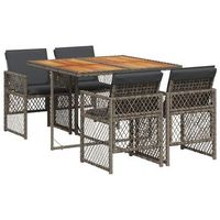 set comedor de jardin 5 uds  juego de muebles de jardin con cojines ratan sintetico gris