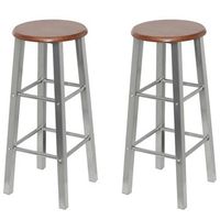 pack 4 uds taburetes de bar  taburete de cocina  taburete alto mdf plateado y marron