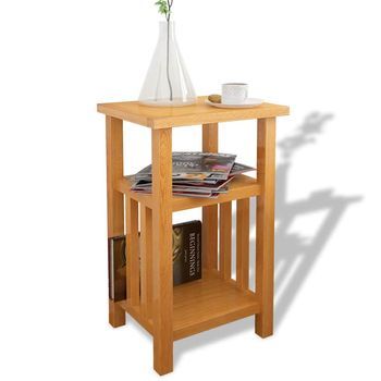 Mesa Auxiliar | Mesita Auxiliar | Mesa De Café Con Estante De Madera De Roble Maciza 27x35x55cm