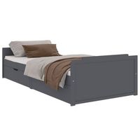cama individual  cama para adultos  estructura cama con cajones madera maciza de pino gris 90x200cm