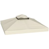 outsunny toldo de recambio 3x3 m con techo doble con orificios de drenaje y proteccion upf30 crema solo toldo no incluye marco