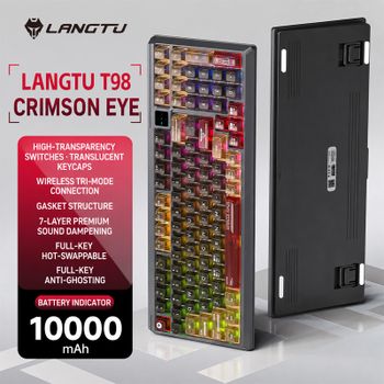 Combo de Teclado Mecánico Silencioso Personalizado RGB Langtu T98 Tri-Modo, Bluetooth 2.4G con Cable para Juegos, Oficina, Portátil y PC