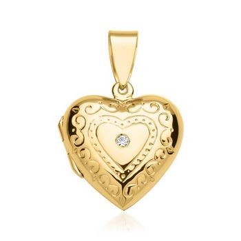 Medallón de corazón chapado en oro adornado