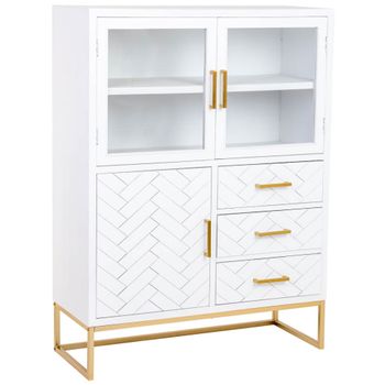 Vitrina 3 puertas y 3 cajones madera 100x40x135