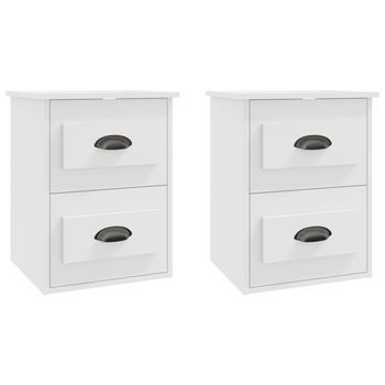Juego De 2 Mesitas De Noche - Mesillas De Pared Blanco 41,5x36x53 Cm Mc6275