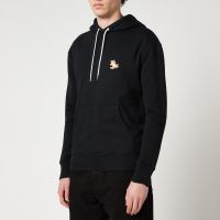 maison kitsune mens chillax fox patch hoodie - black - m