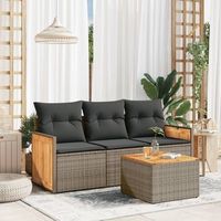 conjunto de sofas de jardin 4 uds  mueble jardin mesa y sillas y cojines ratan sintetico gris cfw546130