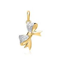 14 quilates colgante oro amarillo lazo diamante