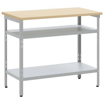 Mesa De Trabajo Con Estante Gris 100 X 55 X 85 Cm