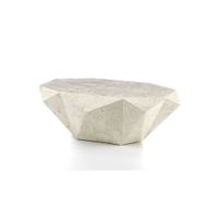 mesa de centro moderna de piedra fosil beige 120 x 70 x h 40 cm