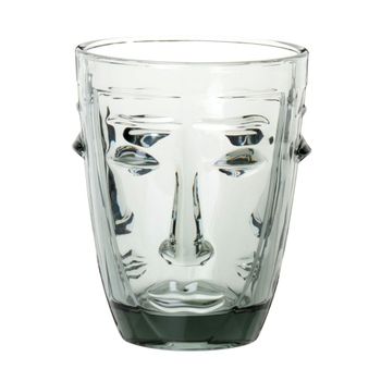Vaso con rostro de vidrio tintado gris