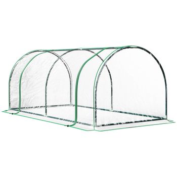 Outsunny Invernadero Caseta Túnel para Jardín Terraza Cultivo de Plantas y Semillas con Marco de Acero y Cubierta PVC Transparente   Aosom España