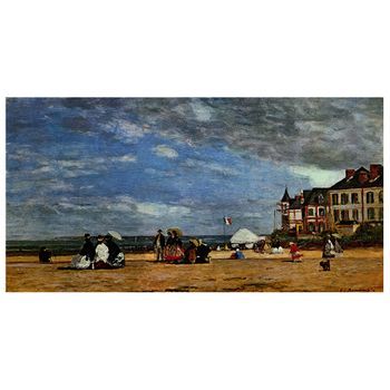 Legendarte - Cuadro Lienzo, Impresión Digital - La Plage De Trouville - Eugène Boudin - Decoración Pared Cm. 40x80