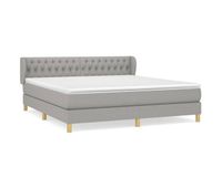 cama box spring con colchon tela gris claro 180x200 cm diseno de botones