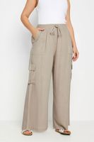 yours pantalones anchos cargo marrones con lino mujer curvy y tallas grandes yours