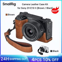 kit de funda de cuero para camara smallrig zv-e10 ii para sony zv-e10 ii marronnegro con correa para la muneca con orificio roscado de 14-20 -48894777