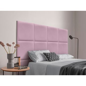 Dhome Cabecero Tapizado Para Camas De 105 De Polipiel Premium Compuesto De Paneles Autoadhesivos Intercambiables Lujo Dormitorio Acolchado (rosa,