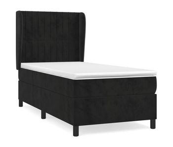 Cama box spring con colchón terciopelo negro 80x200 cm rayas verticales