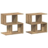 pack 2 uds mesitas de noche  mesilla de noche madera ingenieria roble 50x30x515 cm