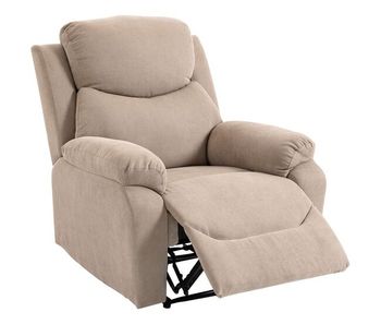 Homcom sillón relax reclinable manual, sillón relax moderno, tapizado en tela aspecto lino, reposapiés, reposabrazos, acolchado grueso, butaca reclinable hasta 150°, carga 120 kg, para salón, beige