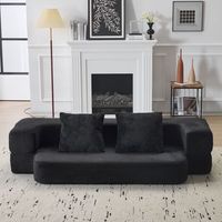 sofa convertible - mueble para salon - espuma - negro 190x52x48cm