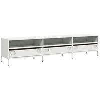 mueble tv  mueble de salon  mesa de tv acero laminado en frio blanco 202x39x43  5 cm
