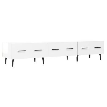 Mueble Tv | Mueble De Salón | Armario Tv Madera De Ingeniería Blanco Brillo 150x36x30 Cm