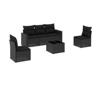 vidaxl set de sofas de jardin 6 piezas y cojines ratan sintetico negro