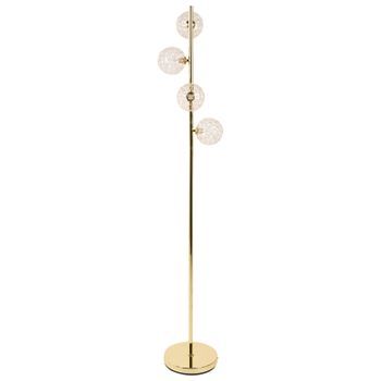 Lámpara De Pie Moderna Pantallas Redondas De Vidrio Base De Metal Dorado Beige Claro Anadyr