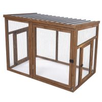 gallinero de madera tiaki ranch opcionalmente extensible - recinto adosado 116 x 78 x 898cm l x an x al
