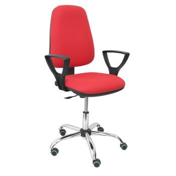 Silla De Oficina Ergonómica Con Mecanismo De Contacto Permanente Y Regulable En Altura  Asiento Y Tejido Tapizado En Tejido Bali Color Rojo (brazos Fijos Incluidos) Piqueras Y Crespo Modelo 17cp