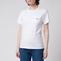 maison kitsune womens tricolor fox patch pocket t-shirt - white - m