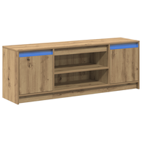 mueble para tv  muebles de salon con led roble artesanal 1395x34x50 cm madera engineered cfw18576