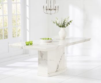 Carvelle 160cm White Pedestal Marble Dining Table