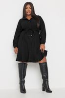 yours vestido camisero negro con rayas textura mujer curvy y tallas grandes yours