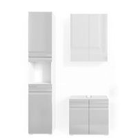 conjunto de muebles de bano fredd blanco alto brillo 3 partes con mueble alto vicco