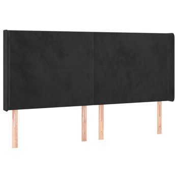 Cabecero Cama Mueble De Dormitorio Con Led De Terciopelo 183 X 16 X 118/128 Cm Negro M02_0009025