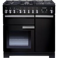 rangemaster professional deluxe 90 dual fuel range cooker - black  chrome black