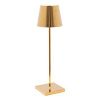 lampara de mesa led poldina pro glossy gold recargable y regulable con bateria de hasta 12 horas