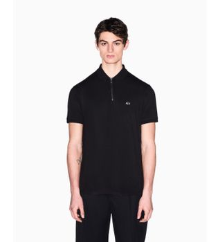 A|X Armani Exchange para hombre. XM002372AF21936UC001 Polo Fabric negro (L), Casual, Viscosa, Manga corta