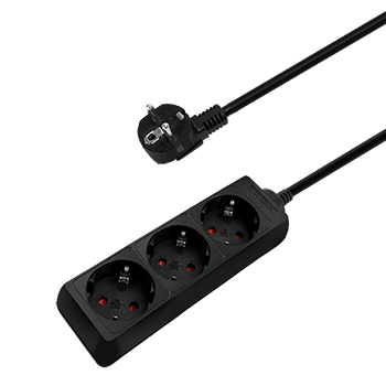 Aigostar Regleta Alargador de 3 Enchufes con Cable de 3 Metros, Color Negro