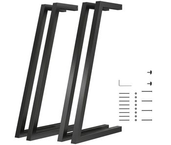 Homcom patas de mesa de acero, juego de 4 patas para muebles industriales con pies ajustables y tornillos para mesa de comedor, banco, 43x3x72 cm, negro
