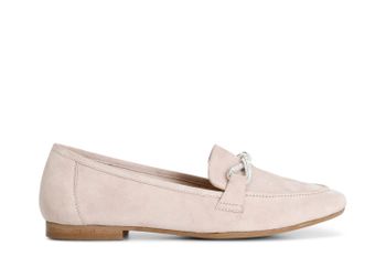 mocasines de ante con mignon pedrería para mujer nude 38