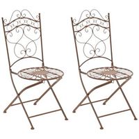 juego de 2 sillas para jardin indra plegables metal marron antiguo 50x40x92 cm clp