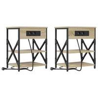 pack 2 uds mesita de noche  armario de noche  mesa de noche con estante roble sonoma 41 x 31 x 51 cm