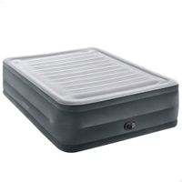 colchon hinchable doble elevado con hinchador electrico 152x203x56 cm gris
