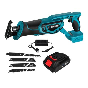 Sierra Recíproca Brushless Drillpro Motor 3000W 18V Velocidad ajustable 0-3000rpm Alta capacidad de corte para madera, m