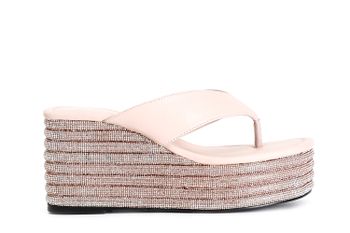 chanclas de napa con cuña de pedrería powder