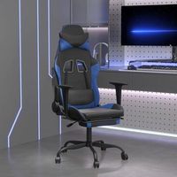silla gaming  silla de oficina  silla gamer ergonomica con reposapies cuero sintetico negro azul cfw790241