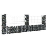 cesta de gaviones  gavion para piedras  gavion decorativo forma de u 3 postes de hierro 260x20x100 cm cfw643998